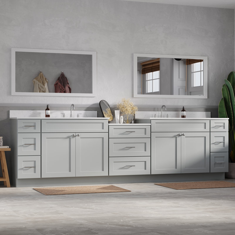Meuble-lavabo double 120 po Shaker, 121", Gris