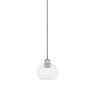 Edge Stem Hung Mini Pendant With 7" Clear Bubble Glass