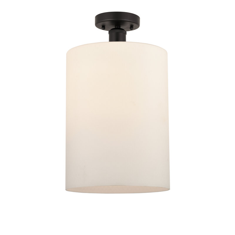 Plafonnier semi-encastré 9 po Anelise, Blanc mat, Bronze huilé