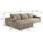 Canapé modulaire 107 po avec méridienne en L 107 po, canapé modulaire moderne avec assise profonde, fauteuils rembourrés pour la chambre à coucher du salon, aucun assemblage requis, chameau (tissu velours côtelé moelleux)