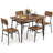 5 PCS Wood Square Kitchen Table & Chair Set with Metal Frame Storage Rack