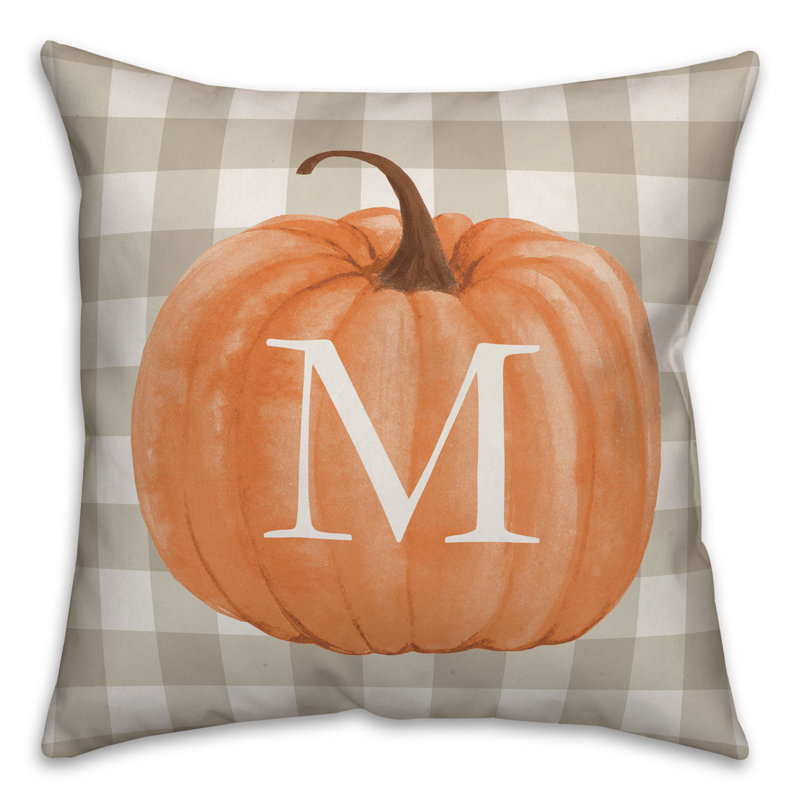  Harvest Pumpkin Monogram Throw Pillow, M