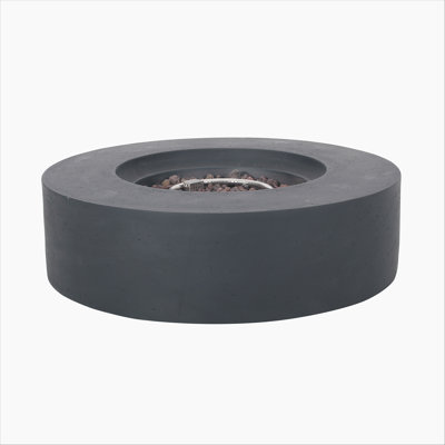 Lightweight Concrete Outdoor Circular Fire Pit, Dark Gray 50,000 BTU (Tank Cover not Included)