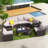 9-Piece Outdoor Half-Moon Wicker Conversation Sets With 1 Nesting Coffee Table And Tempered Glass Top