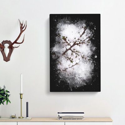 Branch of a White Cherry Blossom Tree - Wrapped Canvas