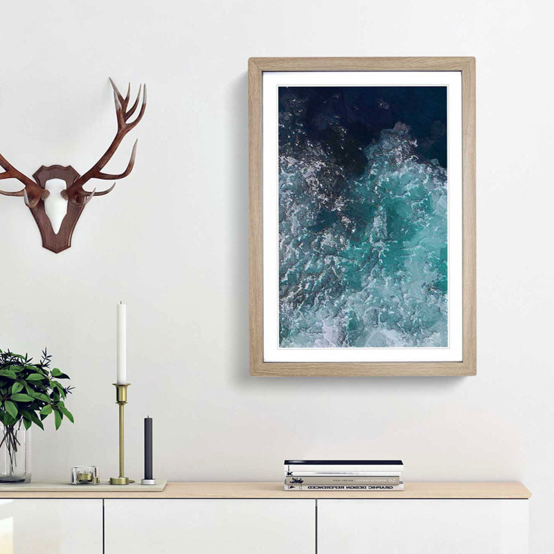 Marbled Waters - Picture Frame Painting Print, 36cm H x 27cm W x 2cm D, Oak Framed
