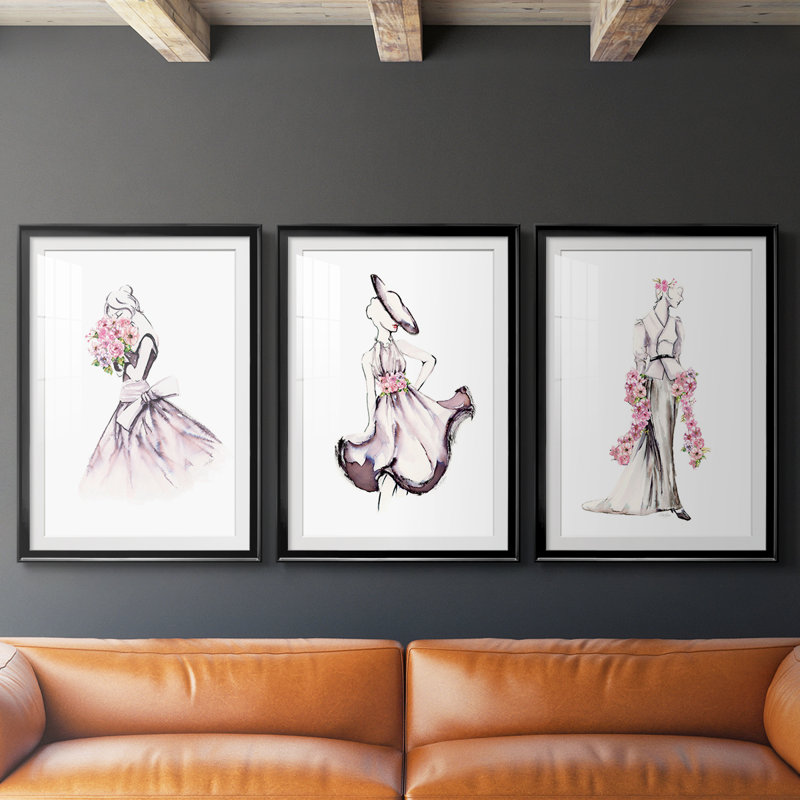 Strike A Pose I  -Custom Framed  Premium Print W Matt - 3 Pieces, Black, 21" H x 30" W