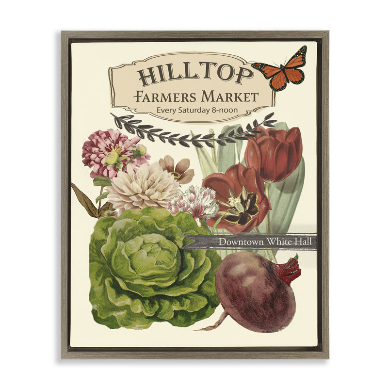 Rustic Farmers Market Goods Brown Framed Floater Canvas Wall Art by Grace Popp, Montalcino Elm Floater Frame, 31" H x 25" W