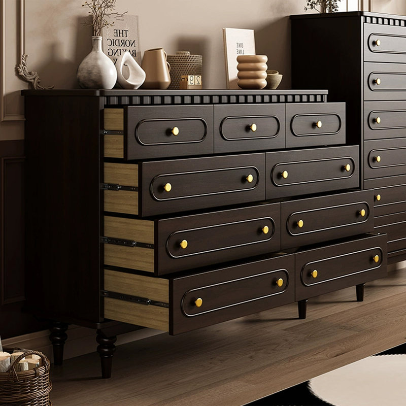 Armoire d'appoint en bois massif noyer foncé, H 36,22 po x L 52,76 po x l 15,35 po