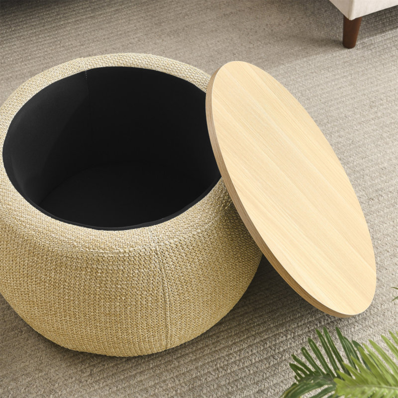 Repose-pieds rond avec rangement, fonction 2 en 1, table de bout et repose-pieds