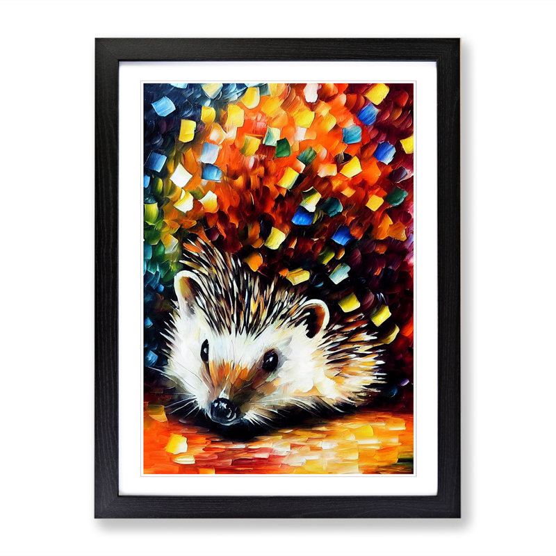 Angelika Hedgehog Painted - Picture Frame Print, 34cm H x 25cm W, Walnut