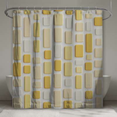 Yellow Beige Rectangles Shower Curtains Extra Long
