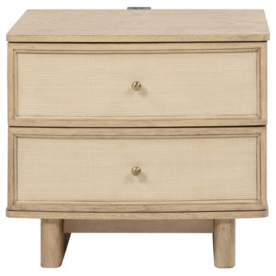 Kailani 2-Drawer Nightstand Bedside Table Beige Oak