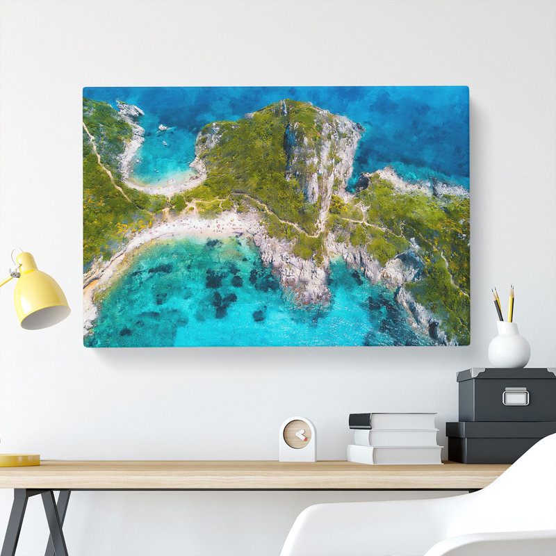 Island Paradise in Corfu Greece - Wrapped Canvas Graphic Art, 35cm H x 50cm W x 3cm D