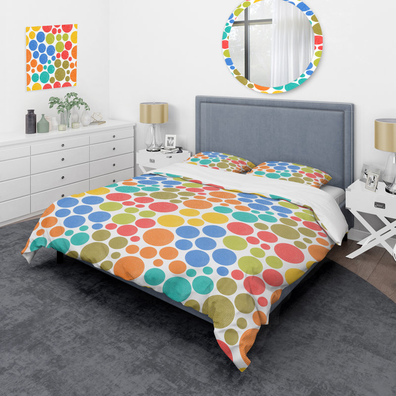 Ensemble de housse de couette en microfibre rouge / orange / bleu 2 pièces, Housse de couette simple + 1 taie décorative stan