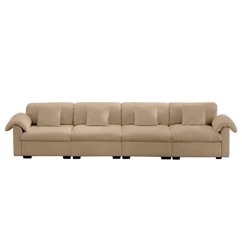 4 velours brun clair avec rangement - Offrez du confort et du style à votre espace de vie, 4