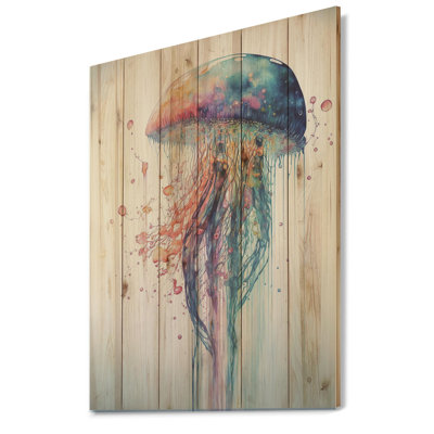 Méduse colorée Deepsea IV - Méduse colorée Deepsea IV - impression sans cadre sur bois