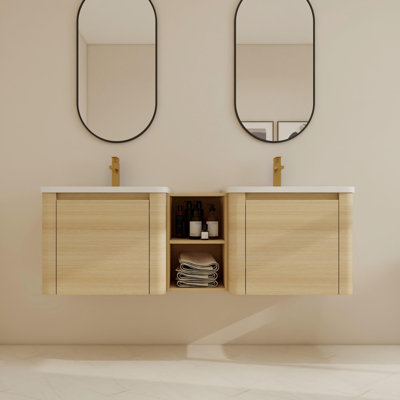 Ensemble de meuble-lavabo double 60 po avec 2 lavabos en céramique