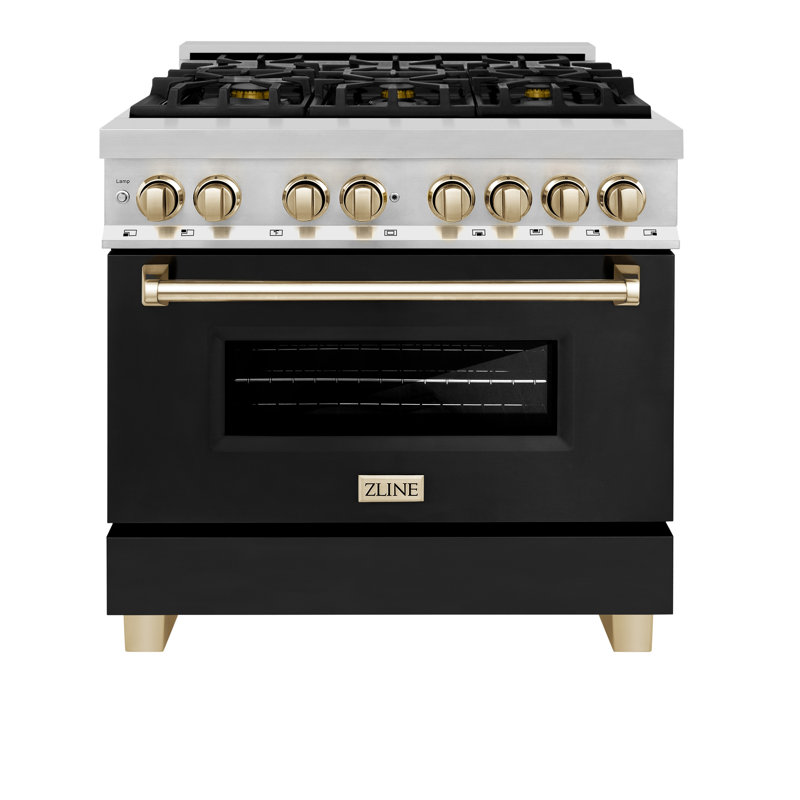 ZLINE Autograph 36" Legacy Dual Fuel Range w/ 6 Burners, Polished Gold