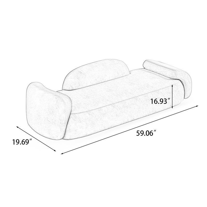 Banc rembourré, Brun, H 22,44 po x l 59,06 po x P 19,69 po