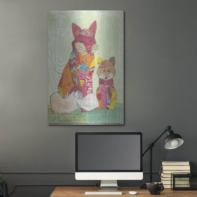 «Fox Family» par Courtney Prahl sur métal