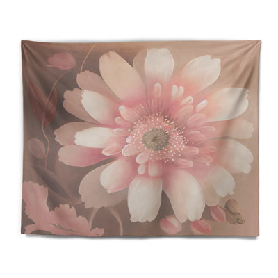 Fleur de polyester en fleurs roses dans une tapisserie délavée de couleurs rétro III avec punaises