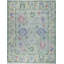 8x10 Green Hand-Knotted Wool Pastel Floral Field Classic Traditional Modern Contemporary Carpet Rug