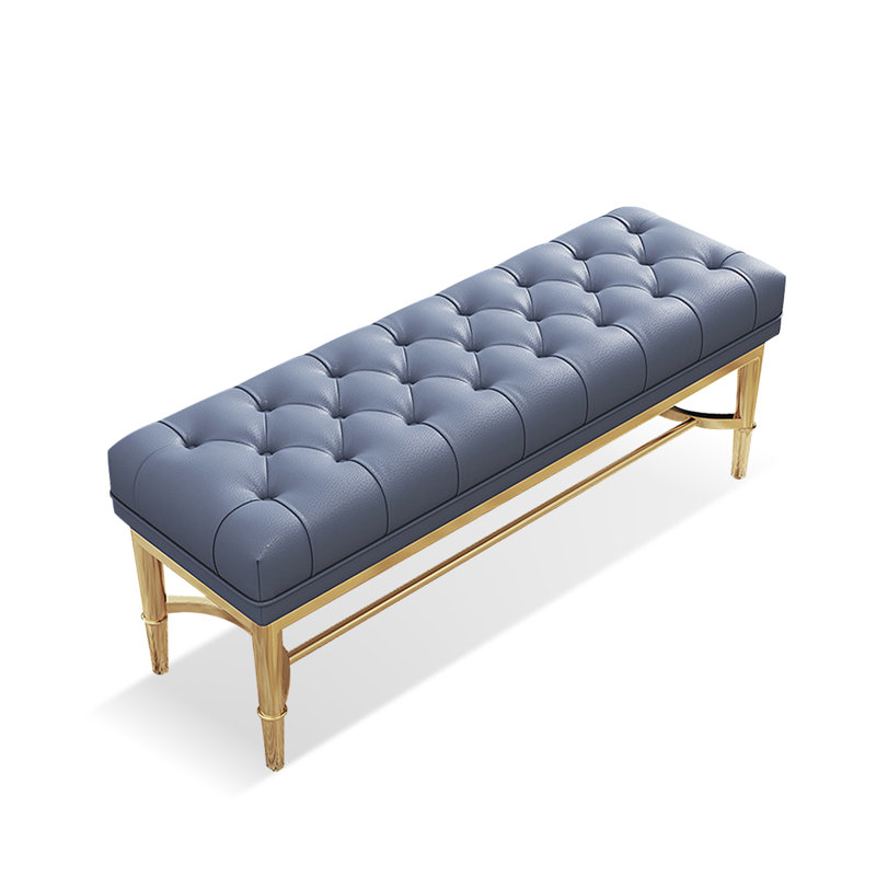 Blue Upholstered Leather Bedroom Bench With Entryway  Bench, Blue