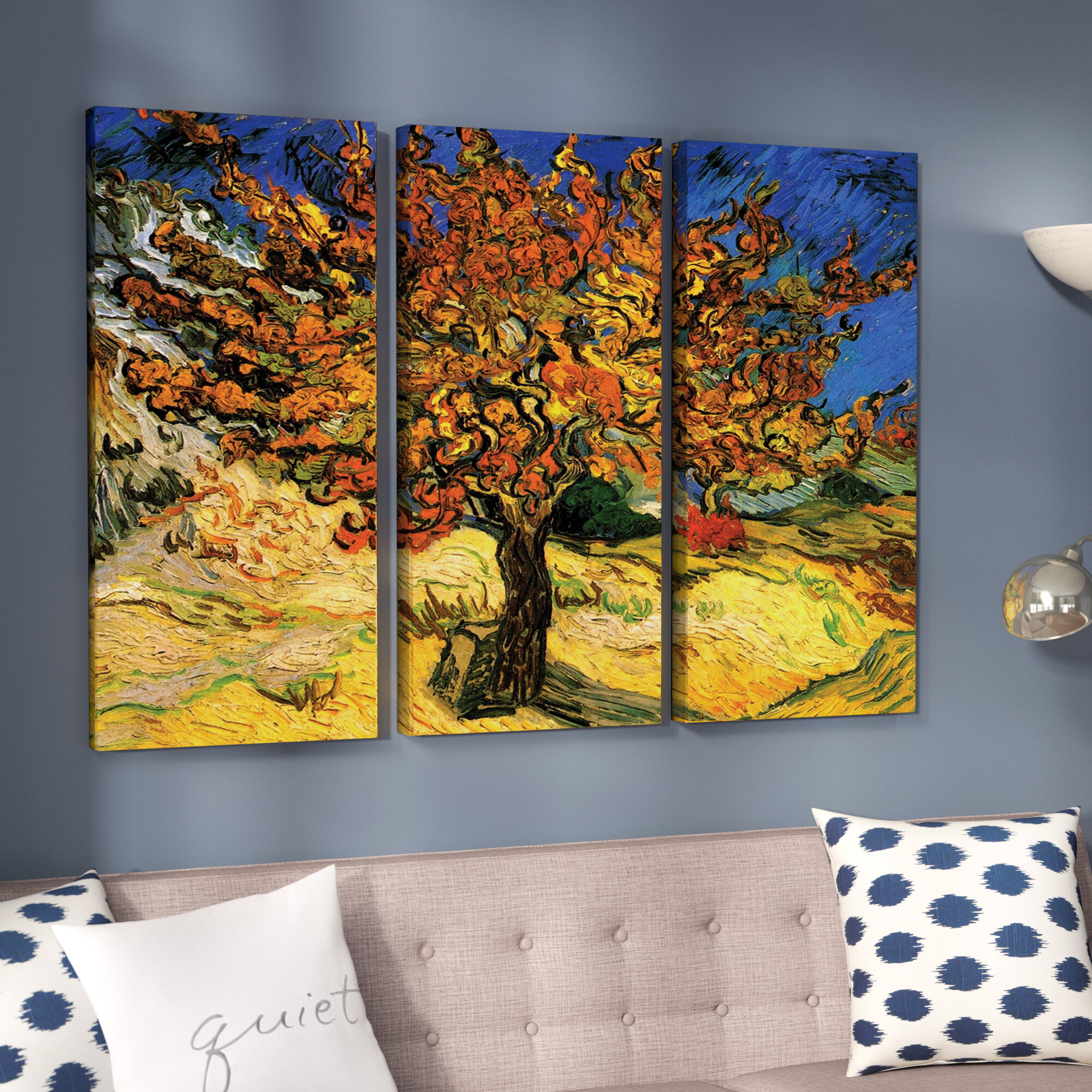 Miko Mulberry Tree On Canvas 3 Pieces by Vincent Van Gogh Print