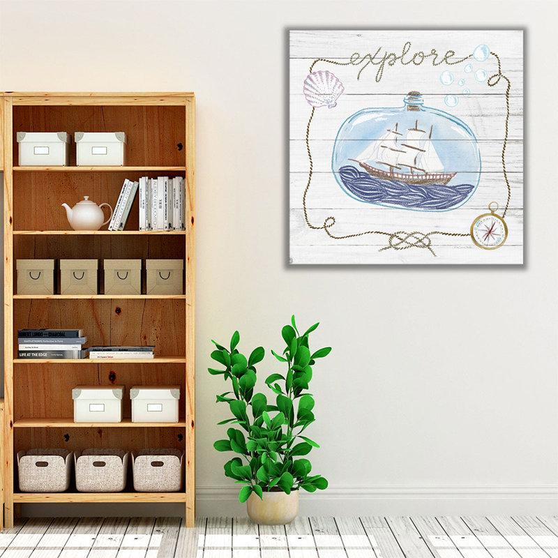«Ship in a Bottle Explore Shiplap», reproduction d'art sur toile, H 30 po x l 30 po