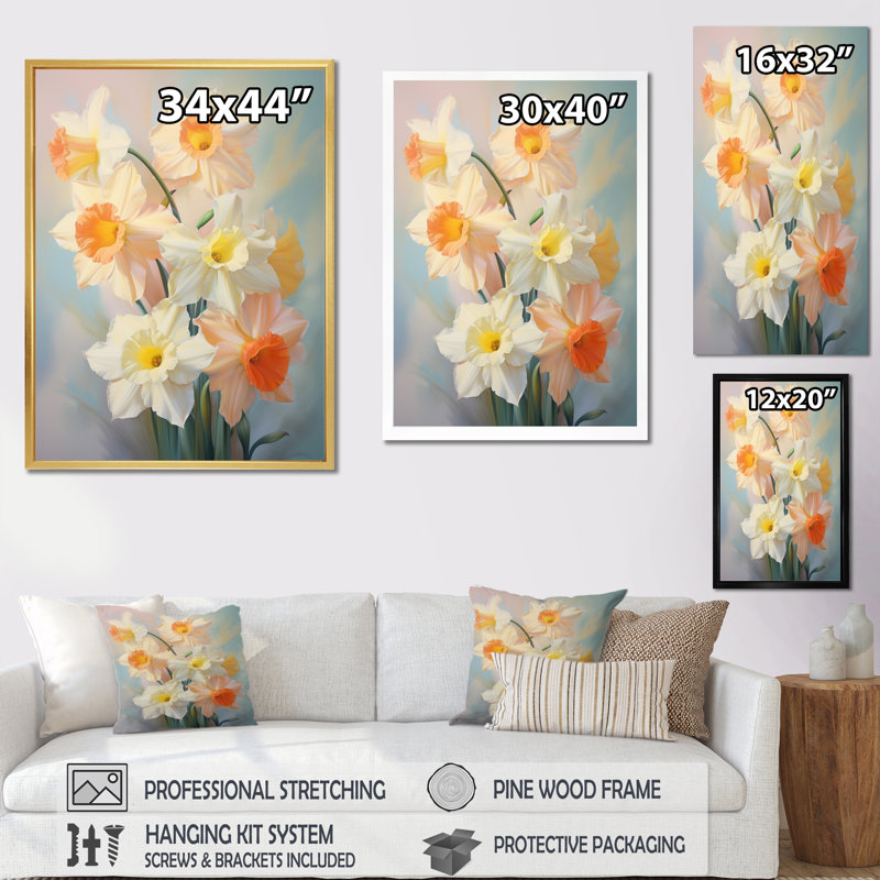 «Wasilij White Affodils», impression romantique sur toile, H 20 po x l 12 po x P 1 po, Toile tendue