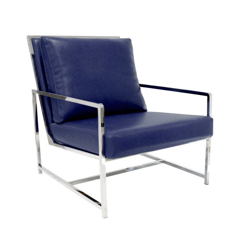 Faux Leather Armchair, Luxe Navy Faux Leather