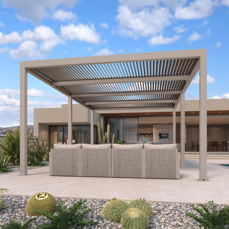 Pergola mauve à persiennes mauve 12 'x 20', toit rigide en aluminium avec toit rétractable réglable pour terrasse, jardin