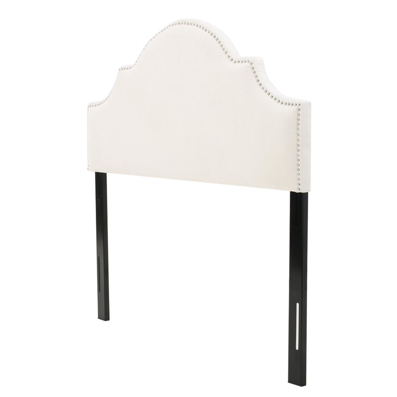 Headboard For Queen & Full Sized Beds, , Gracefully Arched Silhouette, Studded Border, Adjustable Legs Comfort And Style - Upholstery With Feet