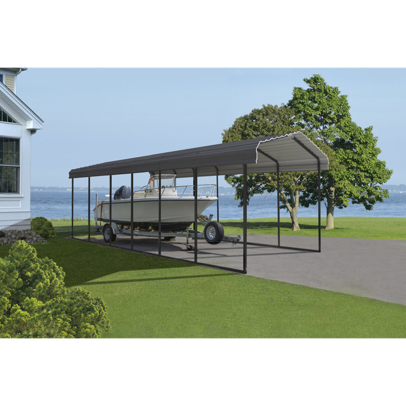 Galvanized Steel Carport, 10X29X9, Charcoal