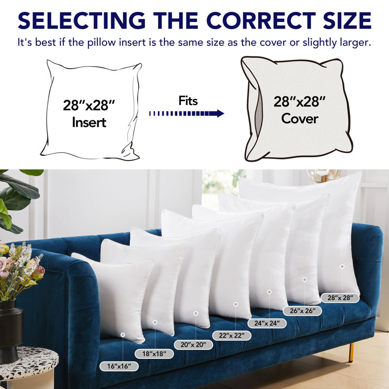 Decorative Square Pillow Insert (Set of 2), 28" x 28"