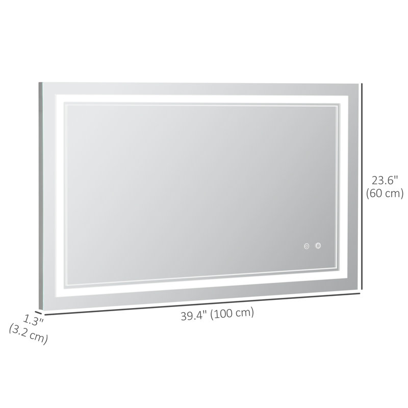 Miroir de salle de bain moderne à DEL, miroir de meuble-lavabo avec fonction mémoire, 40 po x 24 po