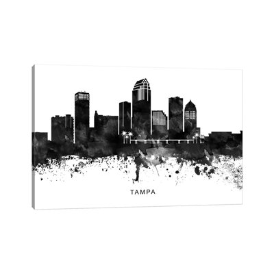 Tampa Skyline Black & White par Walldecoraddict - Estampe numérique sur toile tendue avec châssis