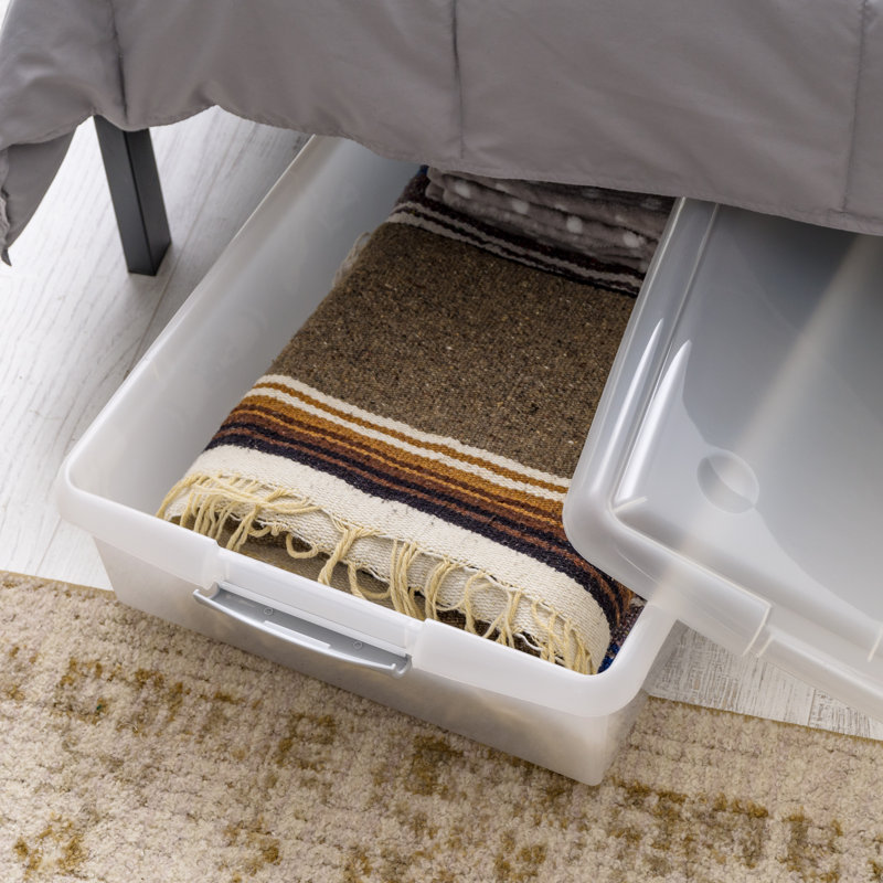 Clear 40qt Stackable Plastic Underbed Storage Box with Lid