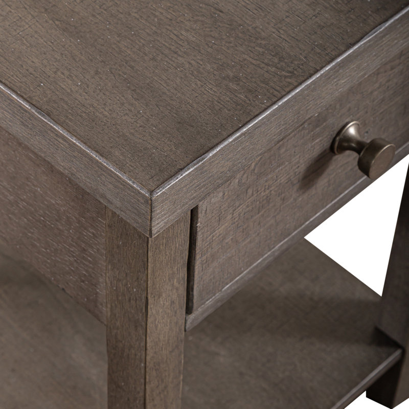 Drawer Chair Side Table, Dark Gray