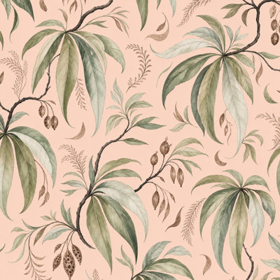 Papier peint adhésif auto-adhésif à motif de palmier tropical dessiné à la main à motif de feuilles de palmier vert amovible à la main 24 po x 118 po