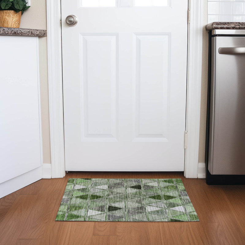 Wigburg Washable Geometric Indoor / Outdoor Rug, Rectangle 1'8" x 2'6"