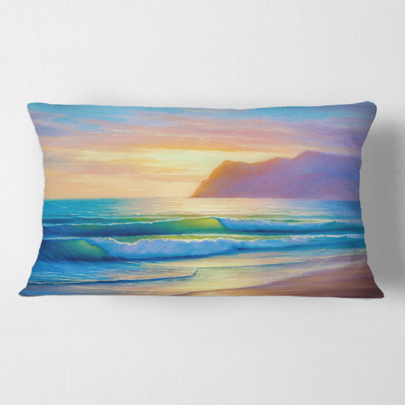 Housse de coussin rectangulaire et insert Morning Sunlight on the Sea Waves IV
