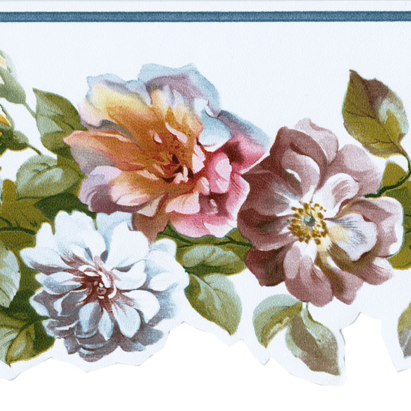 Bordure de papier peint festonné L 15 pi x l 5 po Lemley Blooming Roses