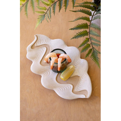  Ceramic Serving Platter Clam Design Decorative Serveware for Tabletop Decor White Glazed Unfinished Finish