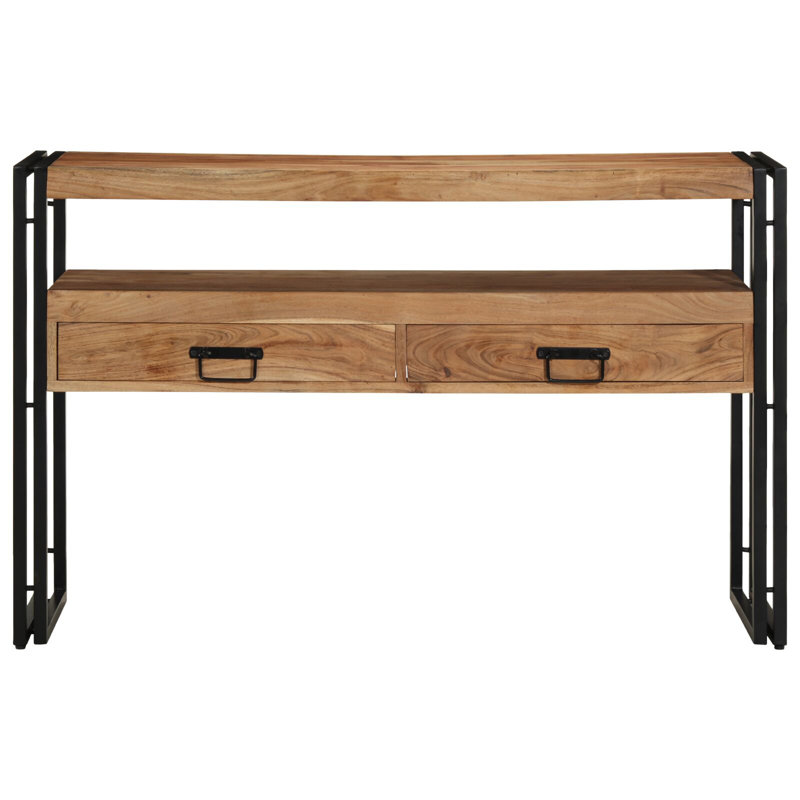 Wood, Solid Acacia Wood, Metal Side Table