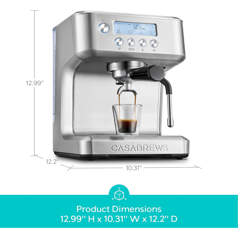 Cafetière à espresso semi-automatique avec affichage à cristaux liquides de 350 ml avec cafetière en acier inoxydable 350 ml.