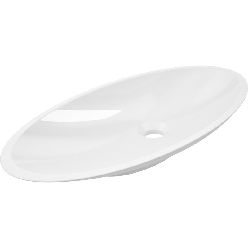 Lavabo vasque ovale moderne 23,25 po Caccini - blanc brillant, marbre coulé, résistant aux rayons UV, aux taches et aux ébréchures