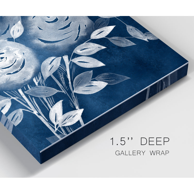 « Cyanotype roses I », reproduction d’art sur toile tendue, 8" H x 12" W x 1.5" D