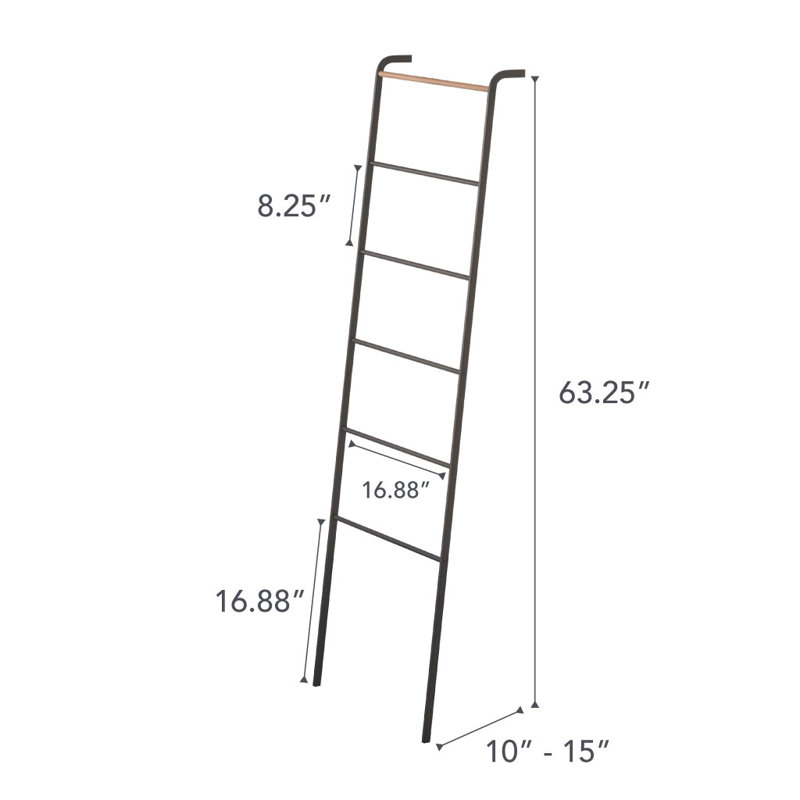 Yamazaki Home Leaning Ladder Rack, Steel, Black